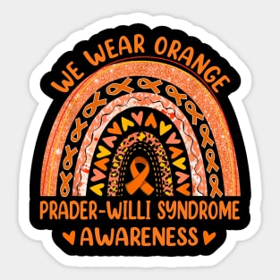 Prader-Willi Syndrome Awareness, Rainbow We Wear Orange, Orange Ribbon Sticker